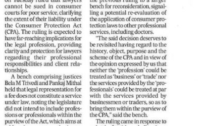 Inappropriate headline for SC’s judgment on lawyer’s service not falling under Consumer Protection Law